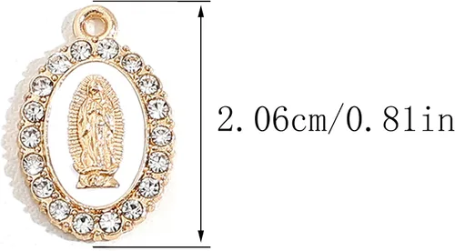 Miniatura 2 de 60 piezas Medallas Milagrosas de la Virgen María, Esmalte, Aleación, Pedrería, Nuestra Señora de Guadalupe, Conexión de Crucifijo para Hacer Joyería