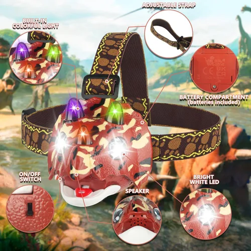 Miniatura 4 de Triceratops - Faro LED de dinosaurio para niños, equipo de camping, artículos esenciales, juguete de dinosaurio, linterna para niños, niñas