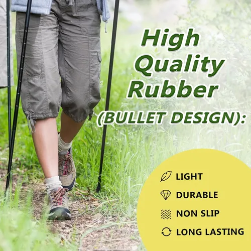 Miniatura 2 de Black Rubber Diamonds - Protectores de punta de repuesto para bastón de trekking – Se adapta a la mayoría de bastones de senderismo estándar