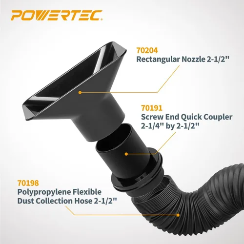 Miniatura 3 de POWERTEC 70204 Boquilla rectangular para capó recogida de polvo para accesorios de manguera de recolección de polvo de 2-1/2