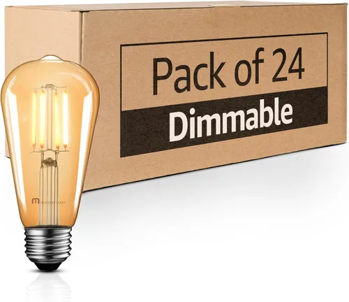Miniatura 8 de MASTERY MART Paquete de 6 bombillas Edison vintage, bombilla LED E26 de 5.5 W equivalente a 60 W, regulable, blanco suave de 2700 K, ST19 antiguo