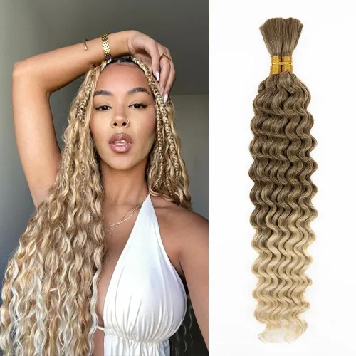 Miniatura 40 de Cabello bohemio para trenzar de 18 pulgadas, 2 paquetes de cabello ondulado profundo a granel para trenzas bohemias, sin trama, extensiones