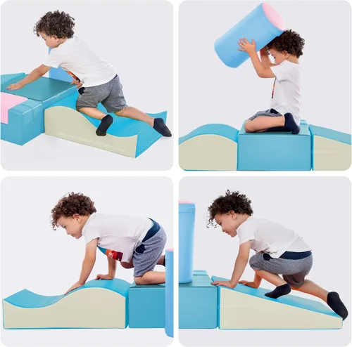 Miniatura 5 de Juego de espuma suave 6 en 1, equipo de juego para escalar y gatear, parque infantil de escalada y gateo, bloques de escalada de espuma