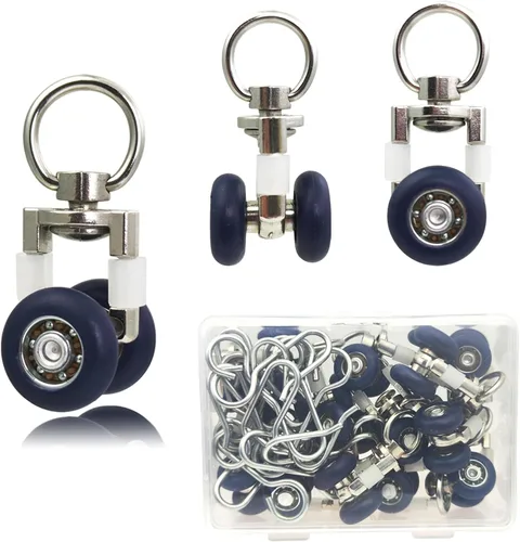 Miniatura 9 de Paquete de 20 rodillos de techo, deslizadores de cortina deslizante con ruedas, ideal para rieles de cortina para techo y divisor de habitaciones