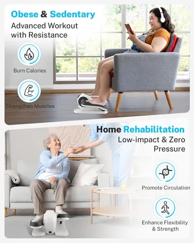 Miniatura 6 de Gonex Under Desk Elliptical Exercise Machine Electric Sitting Seated Leg Pedal Exerciser with Resistance for Seniors Elderly Home 3 in 1 Mini Blanco