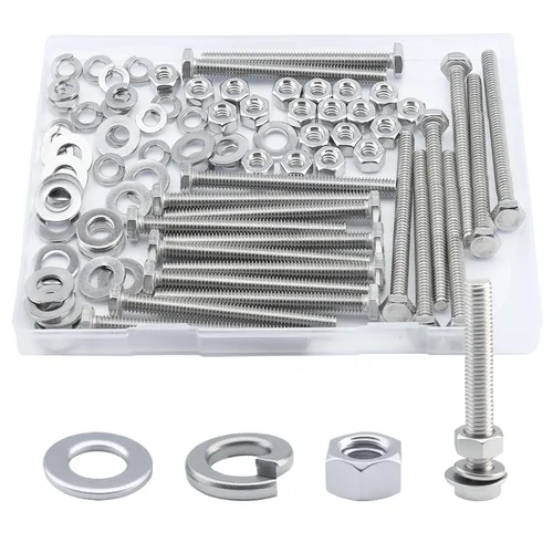 Miniatura 26 de Tornillo de cabeza hexagonal 1/4-20 x1 (20 unidades), tuercas de bloqueo, kits de arandelas planas y de bloqueo, acero inoxidable 304 18-8