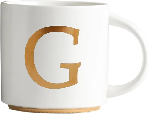 Miniatura 27 de COLLECTIVE HOME - Tazas de cerámica con monograma, tazas de café con inicial dorada de 15 onzas, elegantes tazas de té del alfabeto, elegante taza p