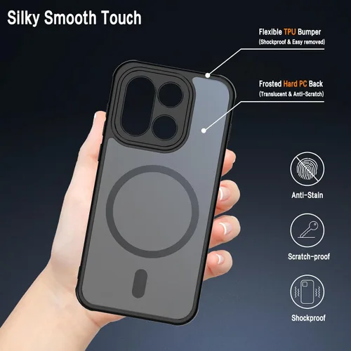 Miniatura 4 de Funda magnética para OnePlus 15 con 2 protectores de pantalla de vidrio templado, [compatible con MagSafe] a prueba de golpes, delgada funda