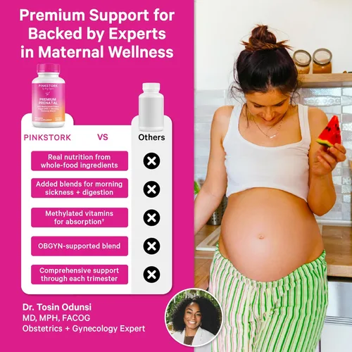 Miniatura 3 de Pink Stork Premium Prenatal: vitaminas prenatales naturales + ingredientes orgánicos de alimentos integrales + folato + vitamina A + vitamina C +
