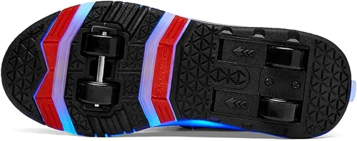 Miniatura 5 de Zapatos con ruedas para niños 4 ruedas mejoradas, modelo 16 LED, recargable, colorido, para niñas, niños, tenis retráctiles, zapatos de skate