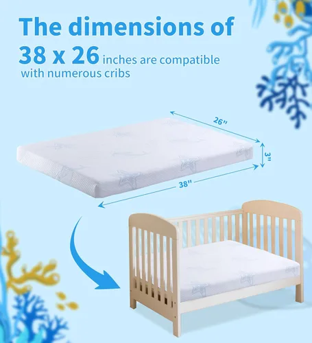 Miniatura 2 de Colchón Pack and Play, 38 x 26 pulgadas, colchón de espuma viscoelástica de doble cara Pack N Play para colchón de cuna, mini colchones para bebé