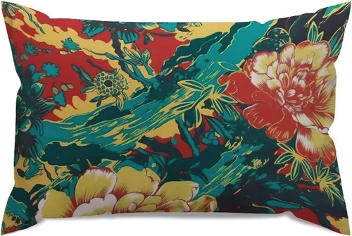 Miniatura 30 de ArogGeld Funda de almohada blanca con flores chinoiserie, funda de almohada para sofá, diseño floral verde y blanco, funda de almohada de lino A-12