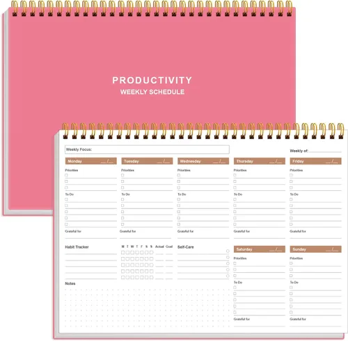 Miniatura 9 de Agenda semanal de productividad – 8 x 11 pulgadas, bloc/planificador de escritorio, seguimiento de hábitos, planificador semanal sin fecha