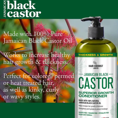 Miniatura 5 de Hair Chemist Superior Growth Jamaican Black Castor Shampoo 33.8oz & Acondicionador 33.8oz – Champú y acondicionador de 2 piezas para el crecimiento