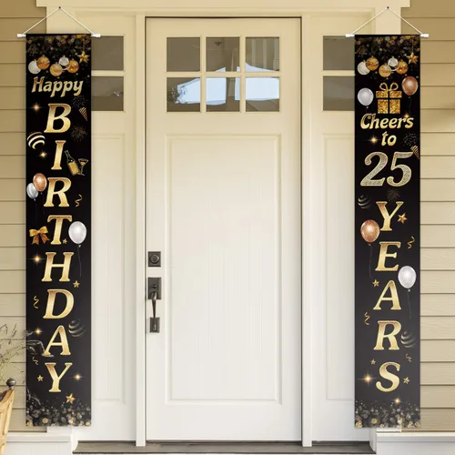 Miniatura 48 de Cartel de Feliz cumpleaños para la puerta, color negro