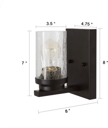 Miniatura 5 de 17701 - Lámpara de pared de metal industrial vintage con pantalla de vidrio agrietado, lámpara de vestíbulo retro, aplique de pared rústico Edison