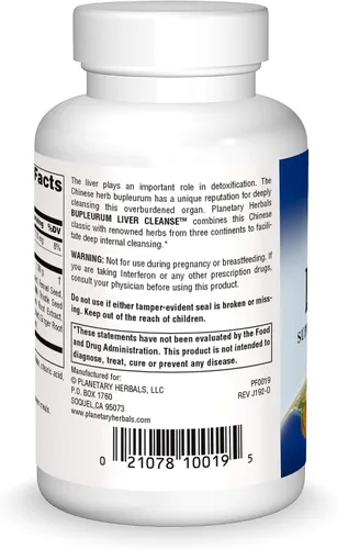 Miniatura 2 de Planetary Herbals Bupleurum Liver Cleanse 545mg - Con calcio, rizoma de ciprés, jengibre y más - 72 tabletas