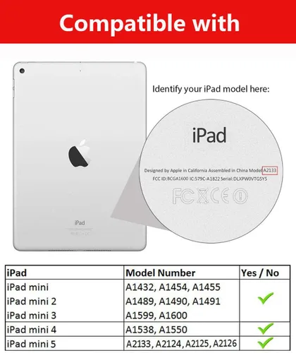 Miniatura 2 de Funda para iPad Mini 5/Mini 4, iPad Mini 1/2/3, Funda de piel sintética premium con función de encendido automático inteligente para iPad Mini 5ª/4ª