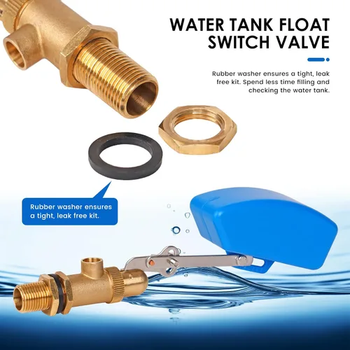 Miniatura 3 de Válvula de flotador de latón de 1/2 pulgada, válvula de bola flotante de agua con brazo ajustable, válvulas de flotador de tanque de agua de llenado