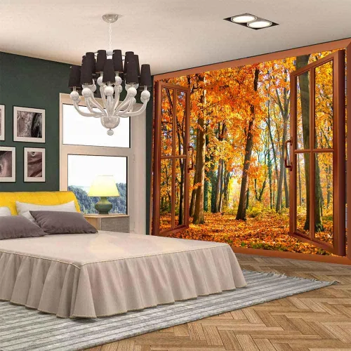 Miniatura 3 de Aidatain Tapiz de otoño para colgar en la pared, diseño de bosque de arce, tamaño 80 pulgadas de largo x 60 pulgadas de ancho, tapices de tela