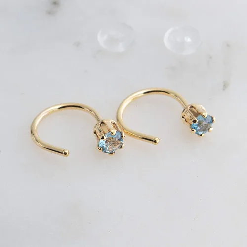 Miniatura 37 de Half Huggie Birthstone Gold Hoop Earrings for Women Tiny Cartilage Stud Piercing Earring Hypoallergenic Earring Screw Back Dainty Hug