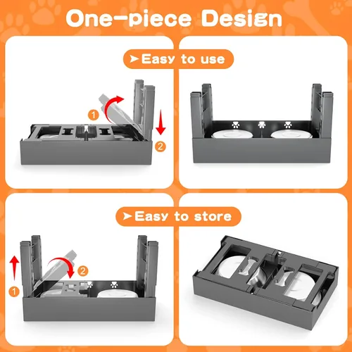 Miniatura 6 de Cuencos elevados para perros con 2 cuencos de acero inoxidable, soporte ajustable de 5 alturas (3.1 pulgadas, 9 a 12 pulgadas), para una mejor Gris