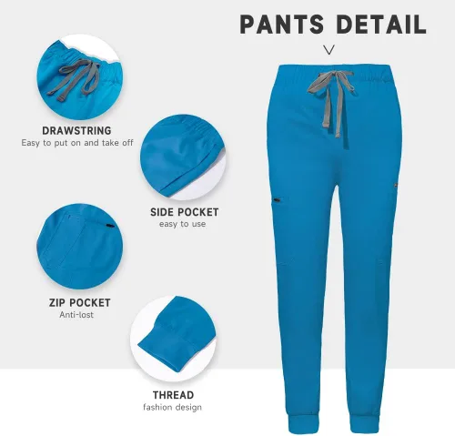 Miniatura 41 de niaahinn Conjunto de uniformes médicos para mujer, uniformes de enfermería, cuello en V clásico y pantalones quirúrgicos para correr