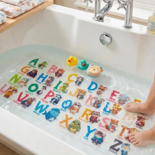 Miniatura 17 de BEEHOMEE Tapetes de baño para bañera para niños, bebés y niños pequeños - Grandes tapetes antideslizantes de dibujos animados para baño, bañera