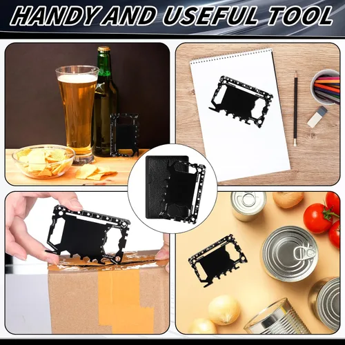Miniatura 4 de Cholemy 1 cartera para tarjetas de crédito, multiherramienta 46 en 1, herramienta de bolsillo de supervivencia de metal de acero inoxidable