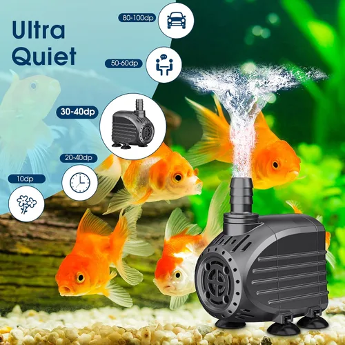 Miniatura 3 de NFESOLAR Bomba de Agua Sumergible 120GPH, Bomba Sumergible Ultra Silenciosa con Protección contra Quemado en Seco, Elevación Alta de 3 pies