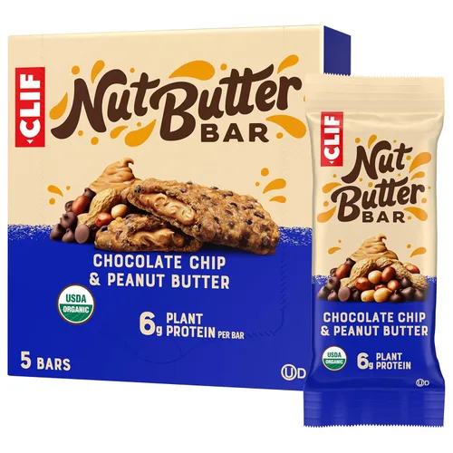 CLIF - Barra de mantequilla de nuez – Barras energéticas rellenas de chispas de chocolate y mantequilla de maní – Sin OMG – Orgánico USDA – A base