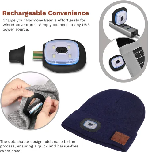 Miniatura 5 de BLACK DECK Gorro unisex LED Bluetooth Faro LED y auriculares estéreo inalámbricos compatibles con todos los dispositivos Bluetooth