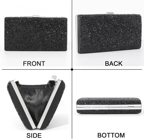 Miniatura 6 de ELABEST Bolso de mano de noche con purpurina de doble cara con diamantes, bolso cruzado, bolsa de fiesta de boda para mujer