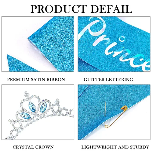 Miniatura 7 de COCIDE Kit de bandas y tiaras de princesa de cumpleaños, coronas y tiaras rosas para mujeres y niñas, banda con purpurina, juego de decoraciones