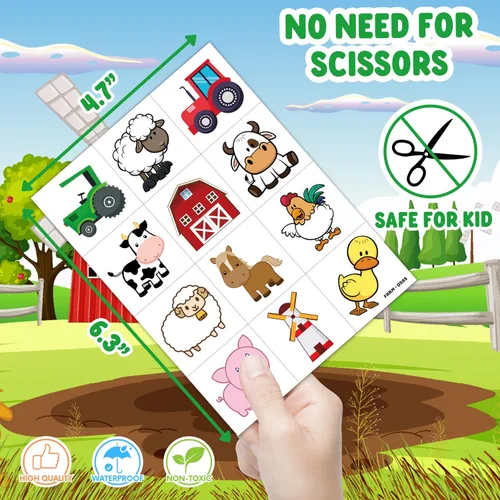 Miniatura 5 de 96 tatuajes temporales de animales de granja brillantes Pegatinas luminosas de tractor de granja para niños, recuerdos y decoraciones de fiesta