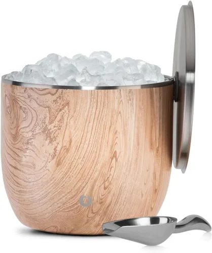 Miniatura 20 de SNOWFOX Cubo de hielo de acero inoxidable con aislamiento al vacío de alta calidad con tapa/pinzas, parte inferior sin goma, accesorios de bar