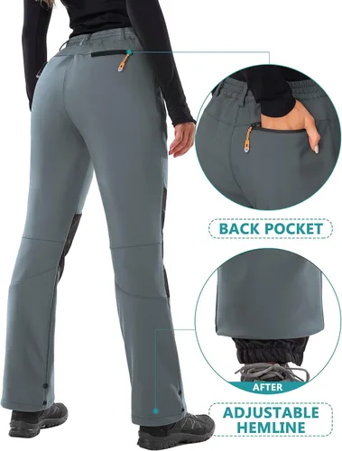 Miniatura 3 de IUGA Pantalones de nieve para mujer, impermeables, aislados, softshell, con forro polar, para snowboard, 4 bolsillos