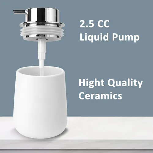 Miniatura 5 de Dispensador de jabón líquido de cerámica con bomba fácil de prensar, dispensador de líquido de mano para champú, baño, cocina, 12 onzas, 2