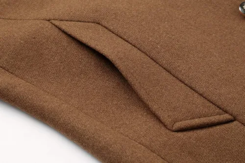 Miniatura 6 de chouyatou - Abrigo clásico cruzado de mezcla de lana, cuello con solapa de muesca, para hombre