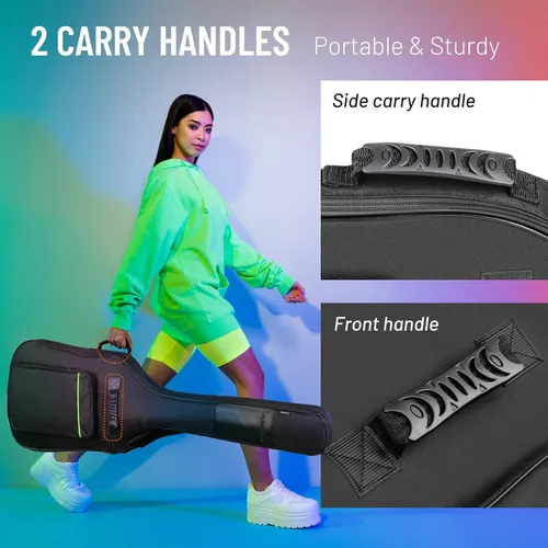 Miniatura 4 de CAHAYA Funda para Bajo Eléctrico con Mochila 0.3 Pulgadas de Acolchado Negro, Mochila Acolchada Blanda Verde CY0292