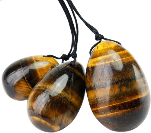 Miniatura 9 de mookaitedecor Juego de 3 huevos Yoni de cuarzo rosa, preperforados con cuerda sin encerar, piedras de masaje para mujeres para fortalecer los rosado