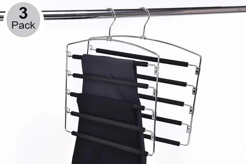 Miniatura 2 de Perchas de metal de 3 barras múltiples de calidad, realmente resistentes, ahorran espacio, estables con acolchado de espuma antideslizante, gancho