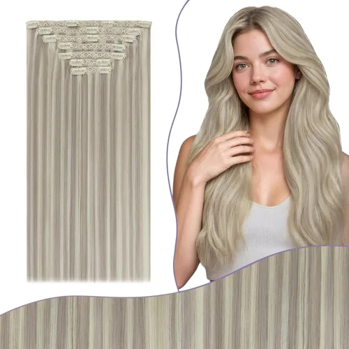 Miniatura 36 de Fshine Extensiones de cabello con broches, 22 pulgadas, 7 unidades, color marrón oscuro, doble trama, extensiones de cabello humano real con clip