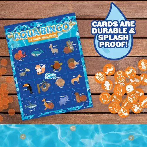 Miniatura 3 de Juego de buceo de bingo en la piscina para niños, juguete de edición divertida para fiesta de verano, bucea y llama 30 "números" con temática