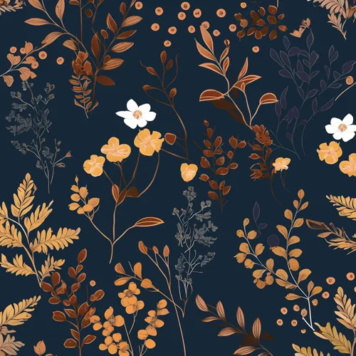 Papel Tapiz Floral Azul Oscuro Despegar y Pegar Papel Tapiz de Hojas Papel de Contacto de Hojas Doradas para Gabinetes Impermeable Autoadhesivo