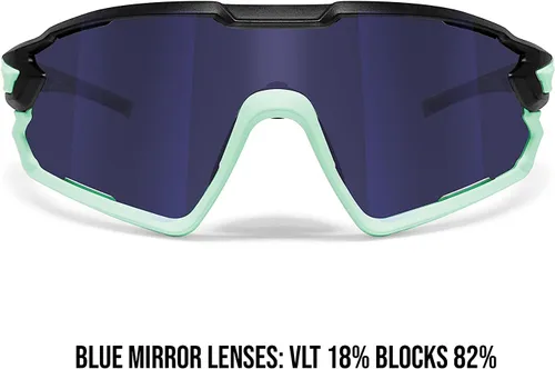 Miniatura 2 de Bertoni Gafas de sol deportivas polarizadas fotocromáticas ciclismo MTB con prescripción portador QUASAR Negro-Aguamarina/Espejo Azul