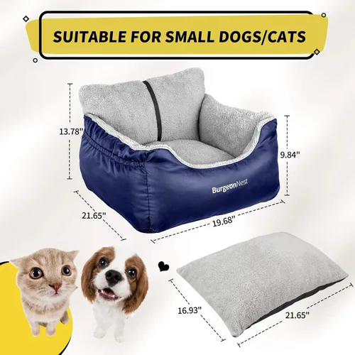 Miniatura 2 de BurgeonNest Asiento de coche para perros pequeños, totalmente desmontable y lavable, asientos para gatos menores de 25 libras, asientos suaves