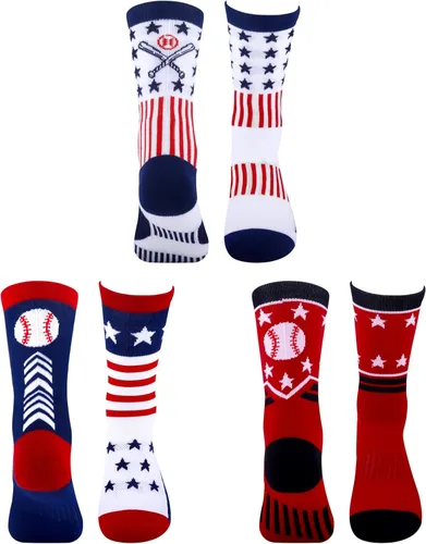 Miniatura 5 de Moyel Calcetines Deportivos para Niños de 8 a 12 y de 12 a 14 años, Calcetines Atléticos para Niños, Calcetines Crew para Niños, Regalos de Béisbol