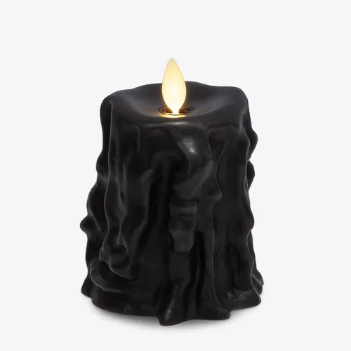 Miniatura 2 de Luminara - Vela LED sin llama con goteo de cera pesada, negra de 3.4" x 4.5", función de temporizador, pila de cera real, funciona con batería, sin