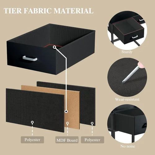 Miniatura 6 de ALEXNUTRE Escritorio de maquillaje con espejo y luces, pequeño tocador con cajón de almacenamiento de tela, silla y estantes, tocador con panel